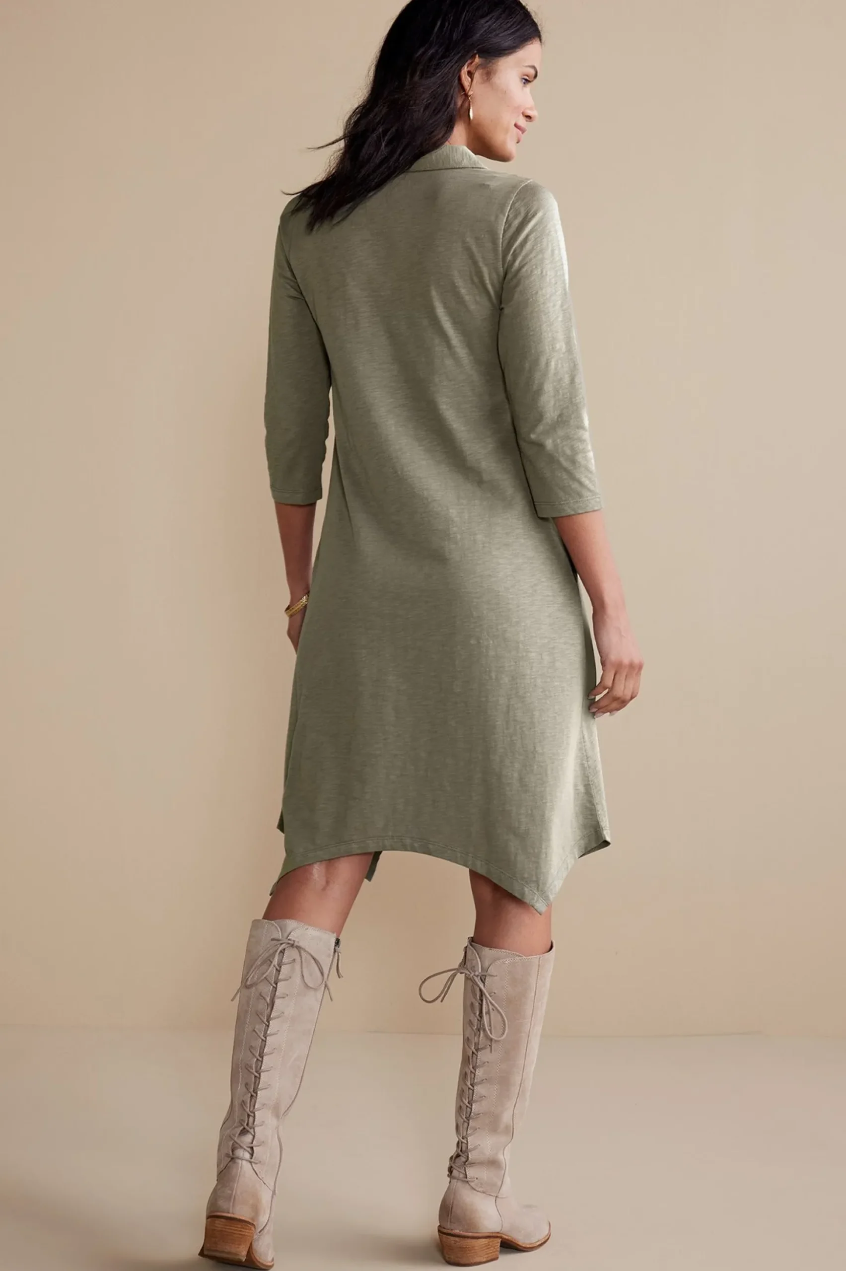 3/4 Sleeve Danielle Button Dress