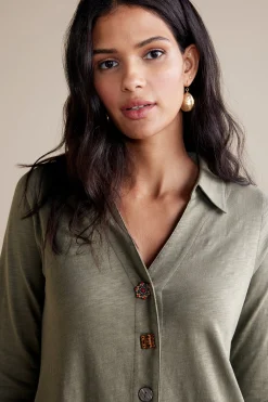 3/4 Sleeve Danielle Button Dress