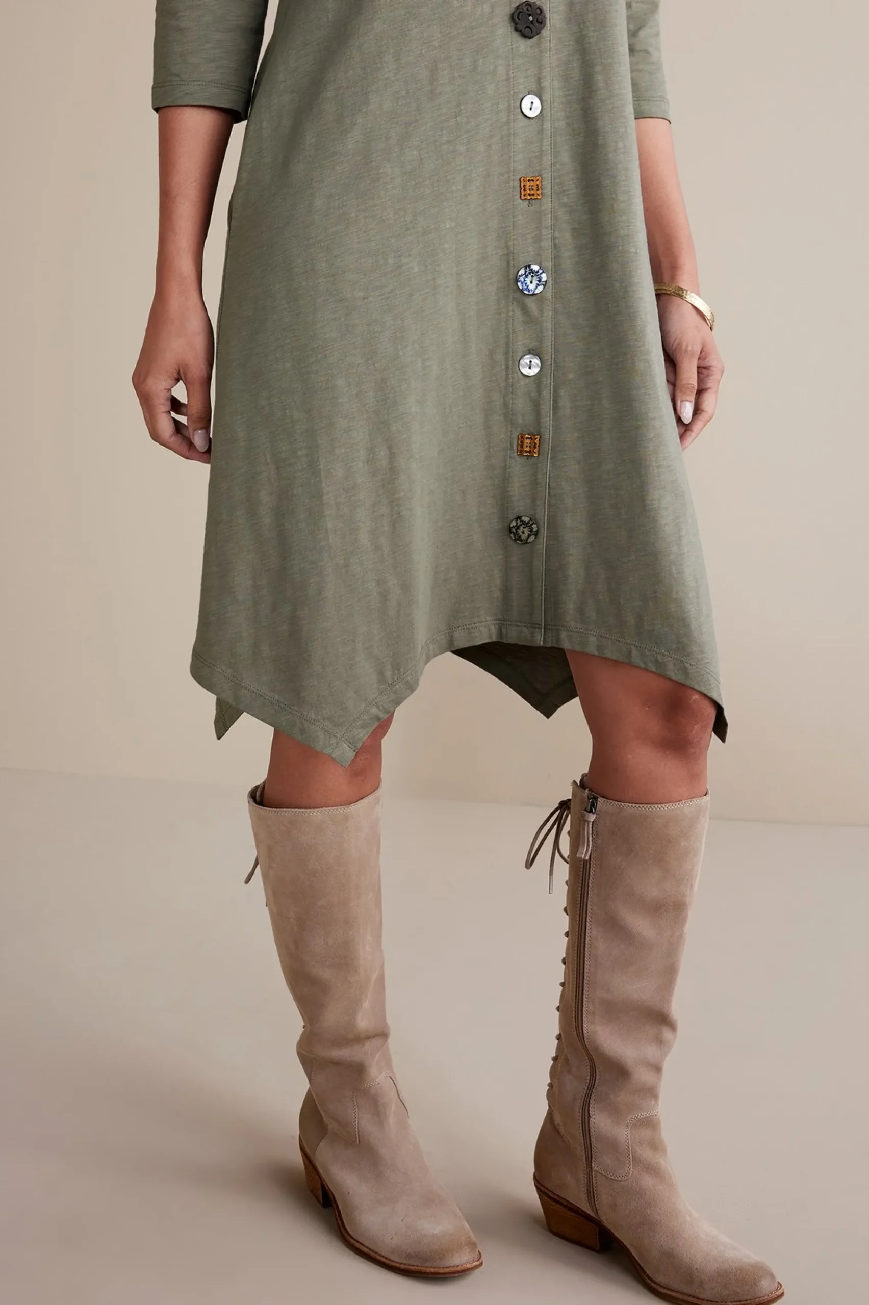 3/4 Sleeve Danielle Button Dress