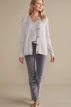 Soft Essential™ Ribbed Button-Front Cardi