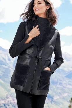 Zeva Faux Leather Shearling Vest